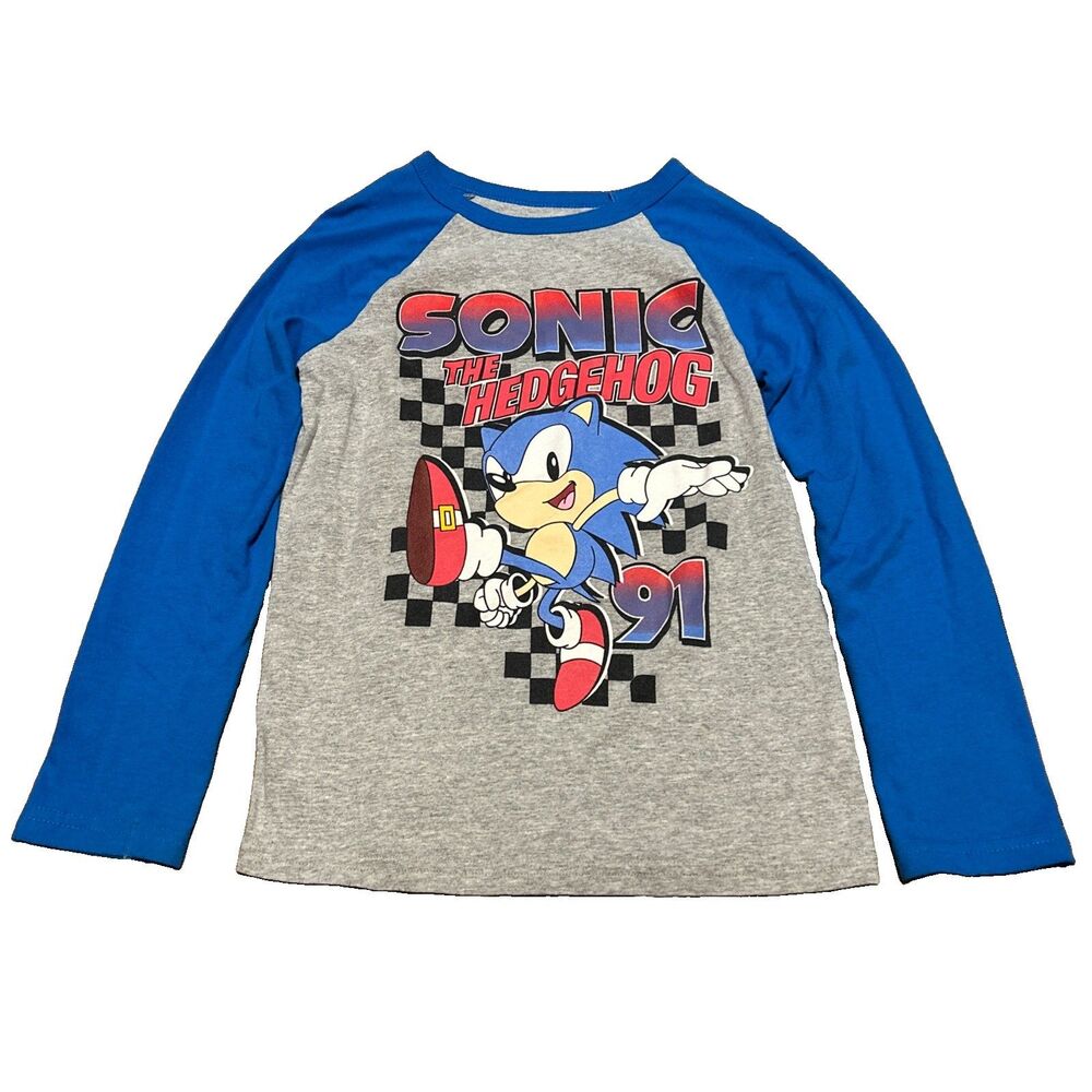 Jumping Beans Boys Sonic The Hedgehog Raglan Long Sleeve Shirt โ Size 7